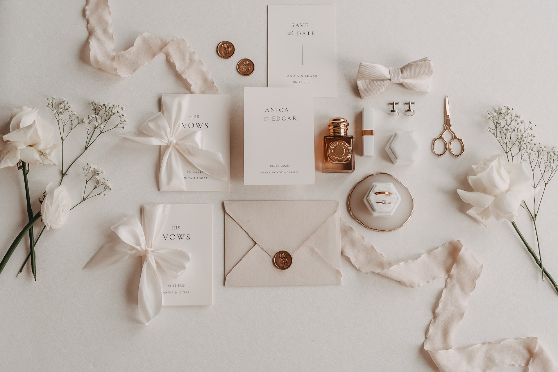 Hochzeitsdetails – Flatlay